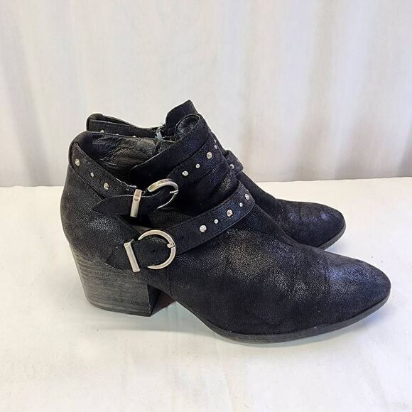 Beartraps Black Ankle Booties Rockability Buckle Size 10M - Picture 2 of 9